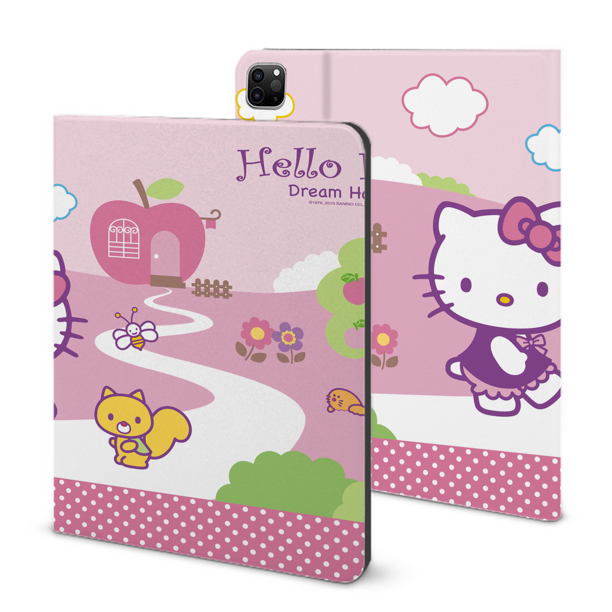 （画像用） Hello Kitty ハローキティ IPad ケース ブック型 PUレザー TPU 耐衝撃 軽量 薄型 ペン収納なし 全面保護 IPad 各モデル対応